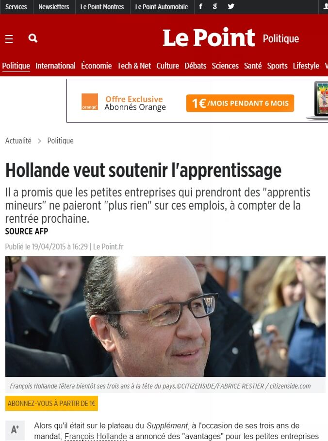 François Hollande à Fouras - Le Point, 2015.
