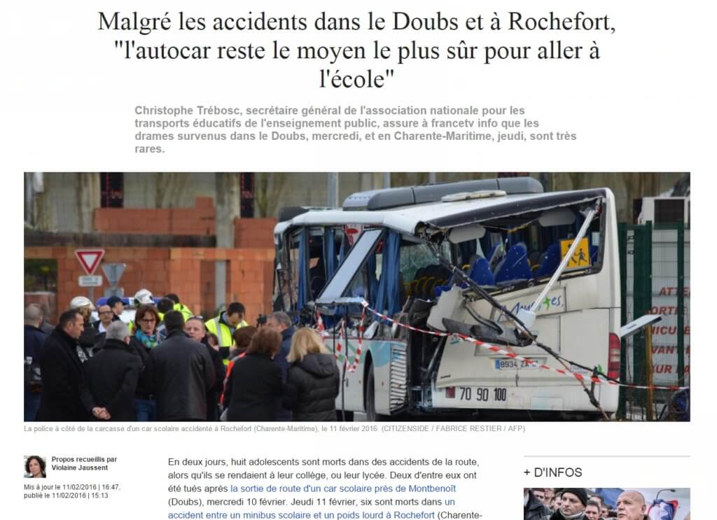 Accident de bus à Rochefort - FranceTV, 2016.