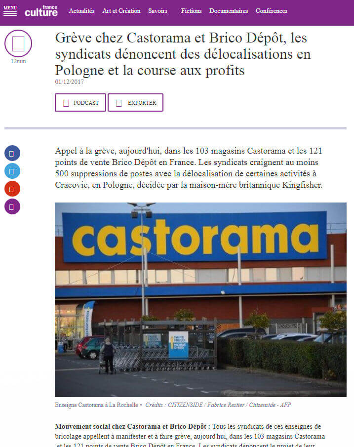 Castorama - France Culture, 2017.