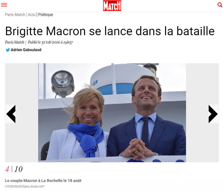 Emmanuel et Brigitte Macron à La Rochelle - Paris Match, 2016.