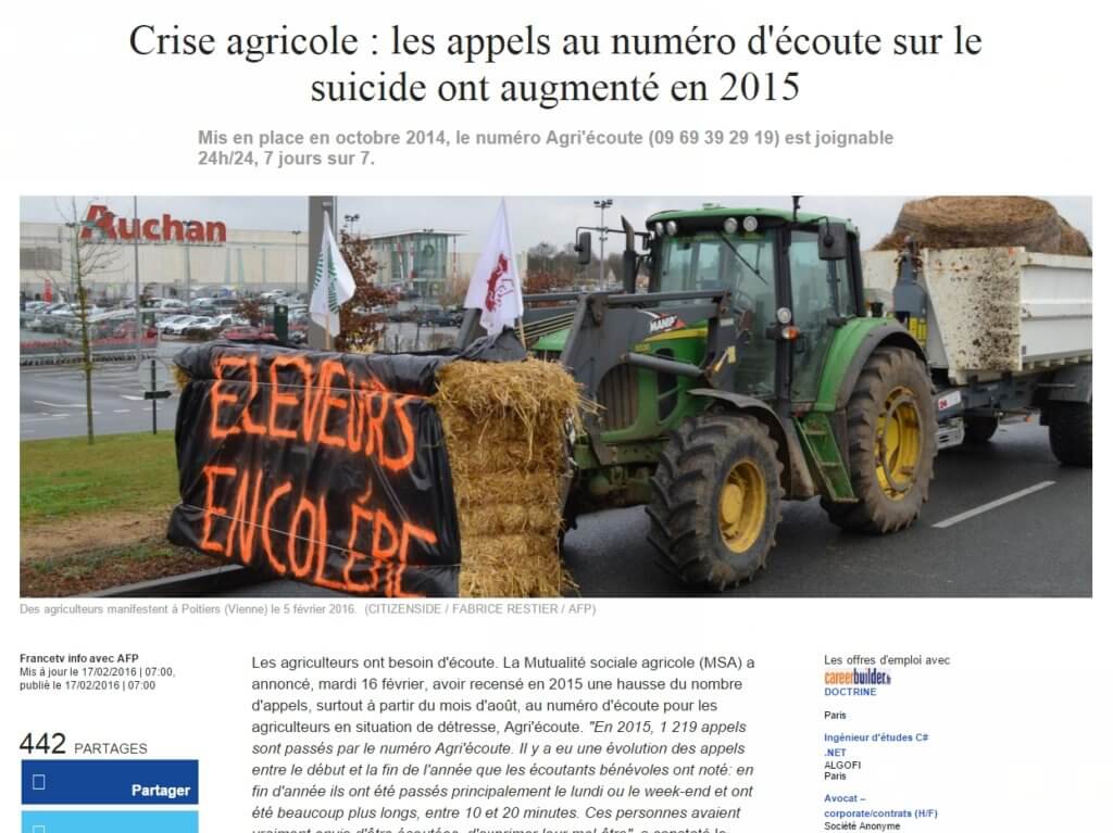 Manifestation des agriculteurs à Poitiers - FranceTV, 2016.